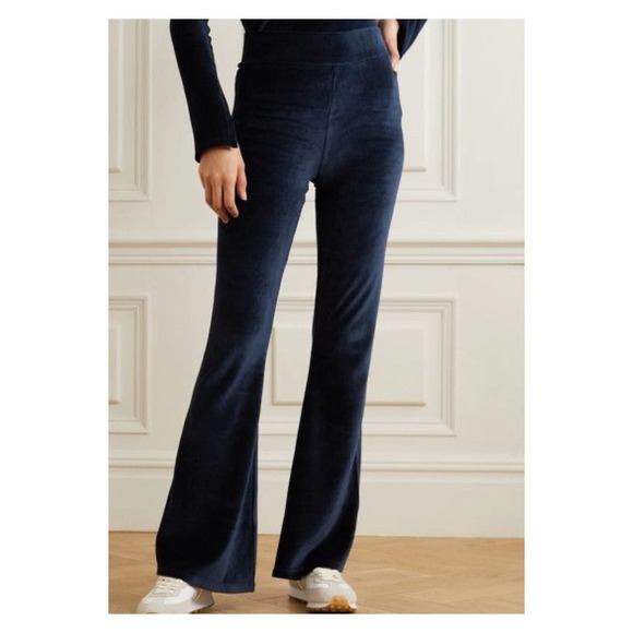CALE Pants - CALE Angelique Velour Flare Lounge Pant Navy M